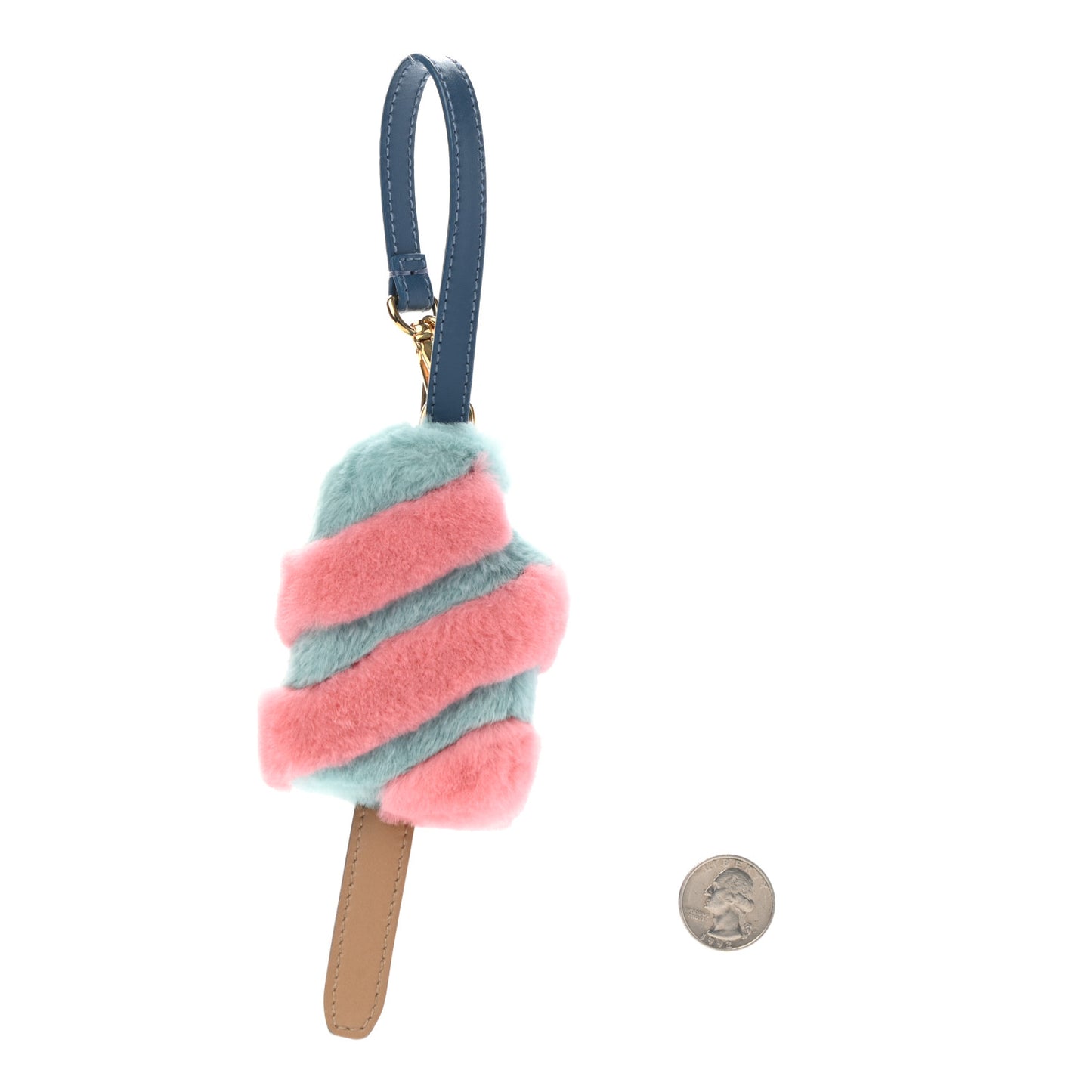 Mink Fur Calfskin Fun Fair Ice Cream Bag Charm Multicolor