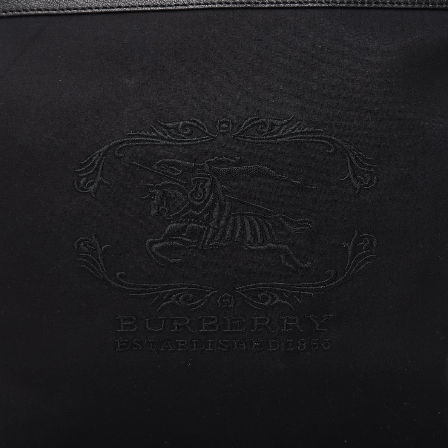 Burberry Canvas Calfskin Crest Embossed Flat Tote Black 9 of 9
