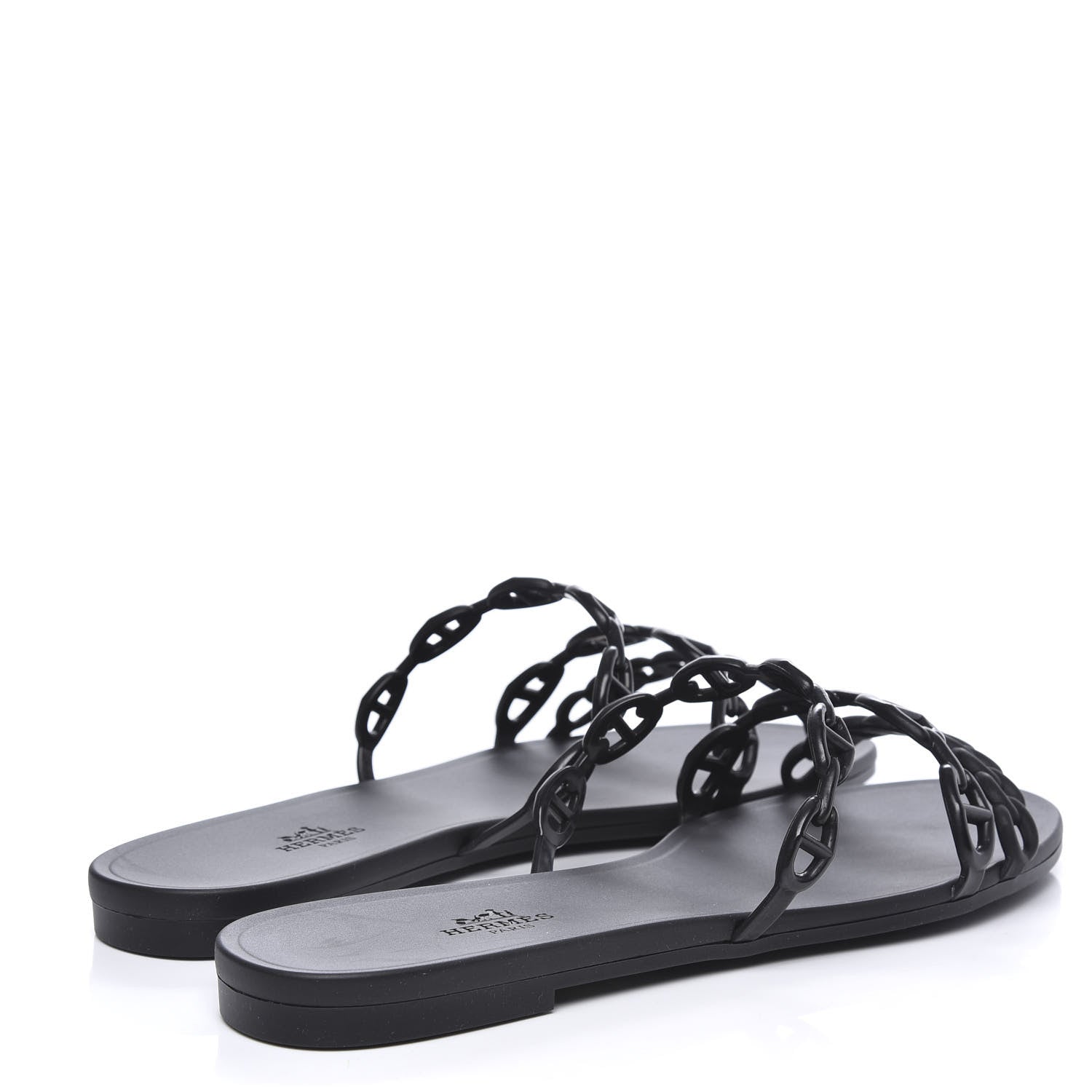 Hermes Rubber Chaine d'Ancre Rivage Sandals 40 Black 4 of 7