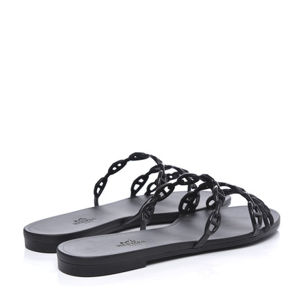 Hermes Rubber Chaine d'Ancre Rivage Sandals 40 Black 4 of 7