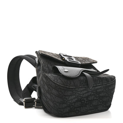 Christian Dior Oblique Jacquard Mini Saddle Backpack Black Blue 4 of 13