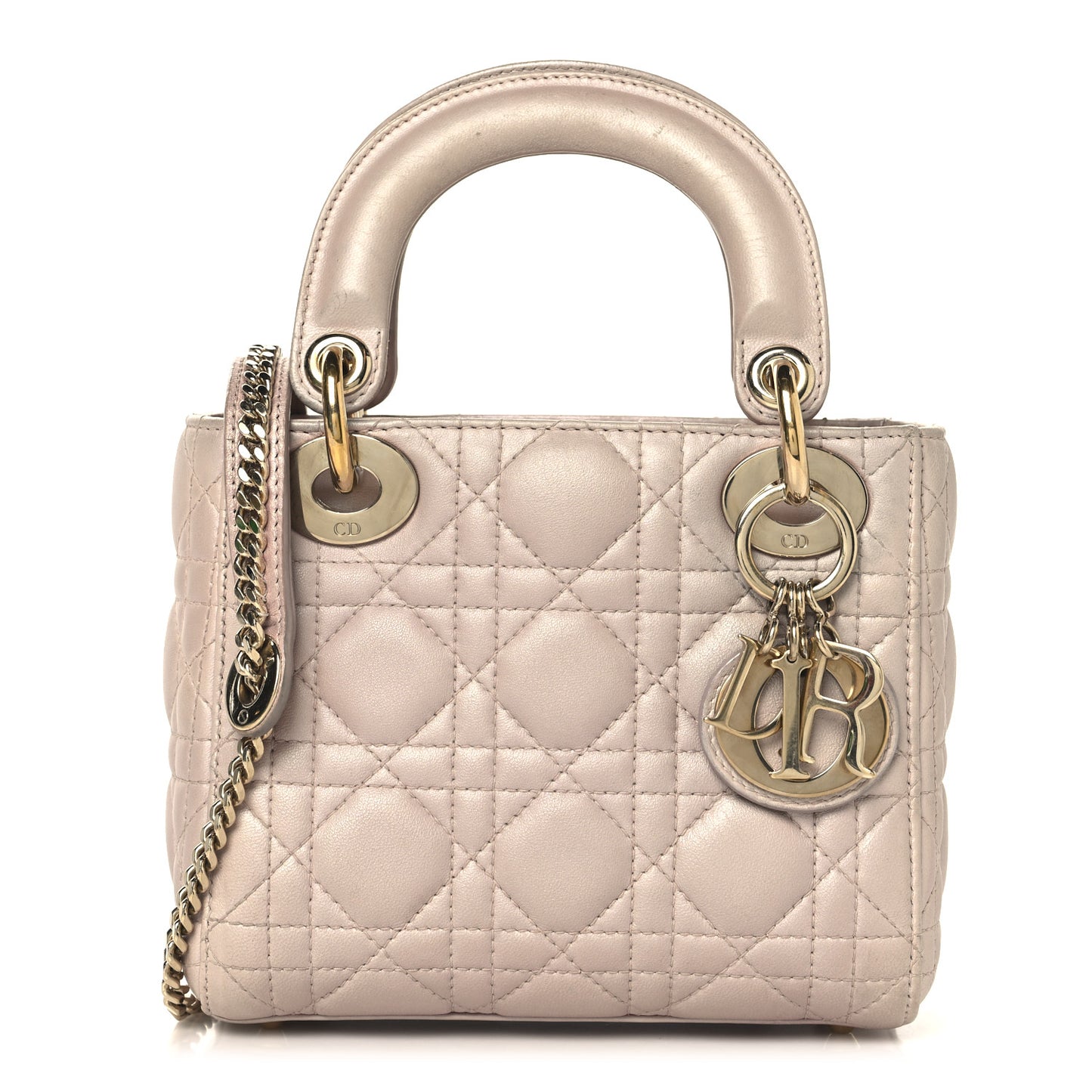 Metallic Lambskin Cannage Mini Lady Dior Lotus
