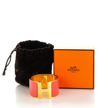 Hermes Enamel Extra Wide Clic Clac H Bracelet Rouge Corail 6 of 6