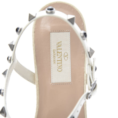 Valentino Garavani Calfskin Onyx Rockstud Rolling Gladiator Flat Sandals 36.5 Light Ivory 7 of 11