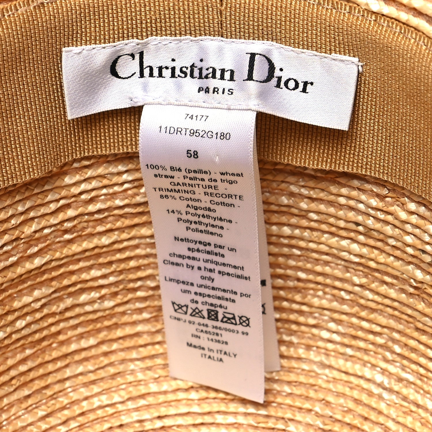 Christian Dior Straw Bucket Hat 58 Natural Rose Des Vents 7 of 7