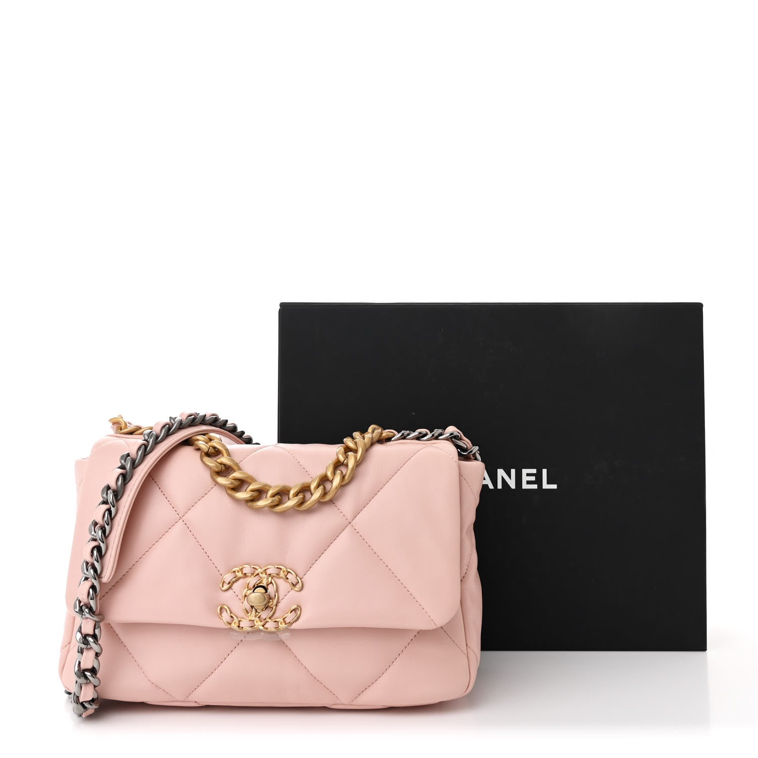 Chanel Lambskin Quilted Medium Chanel 19 Flap Light Pink 11 of 11