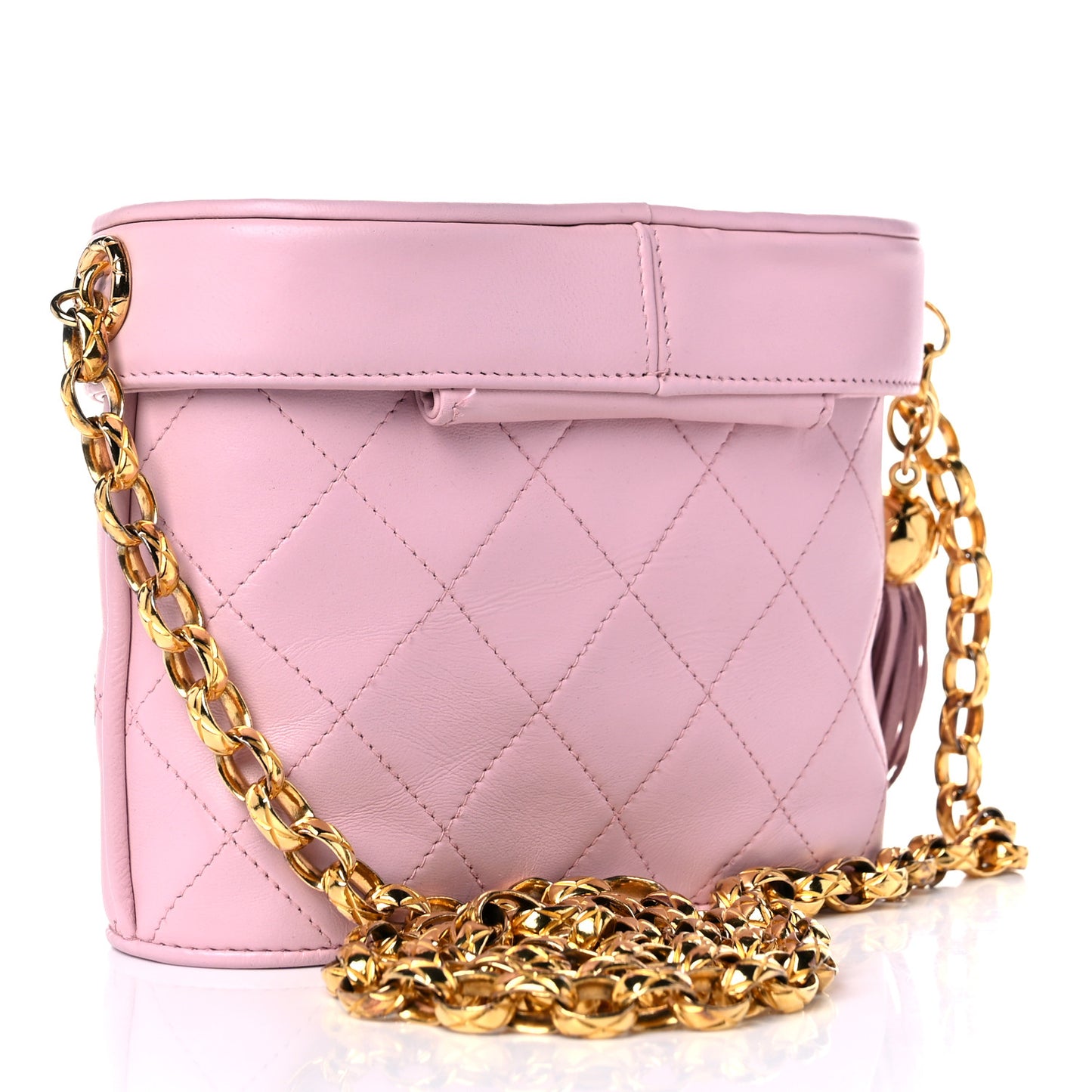Lambskin Quilted Tassel Shoulder Bag Pink