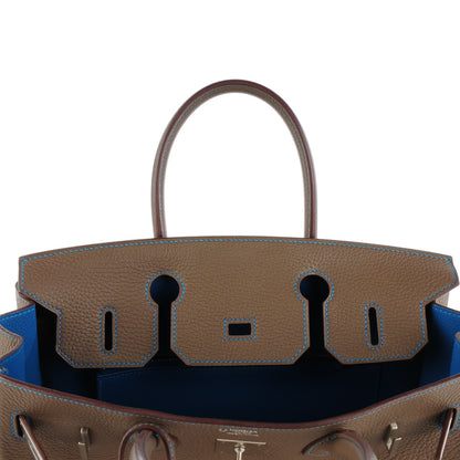 Hermes Taurillon Clemence Horseshoe Birkin 30 Etoupe Mykonos 10 of 21