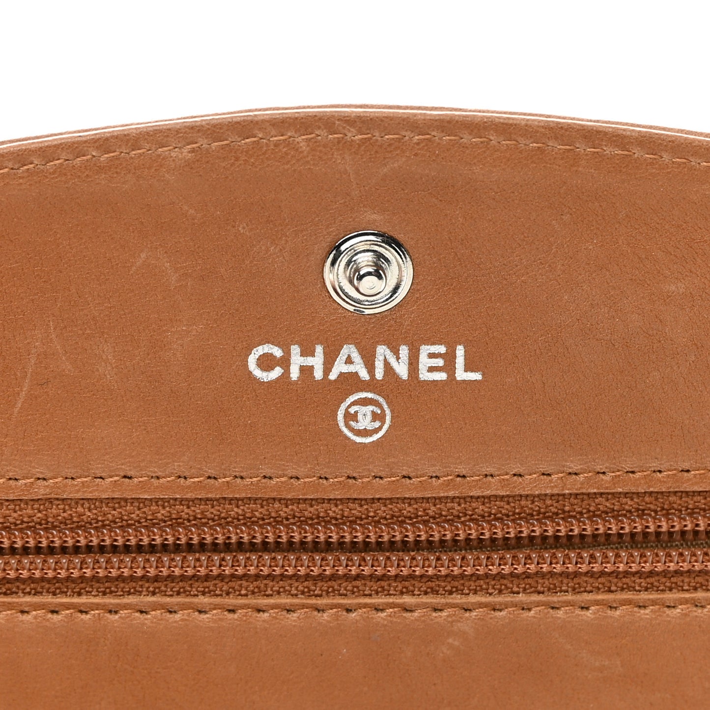 Lambskin Timeless CC Wallet On Chain WOC Light Brown
