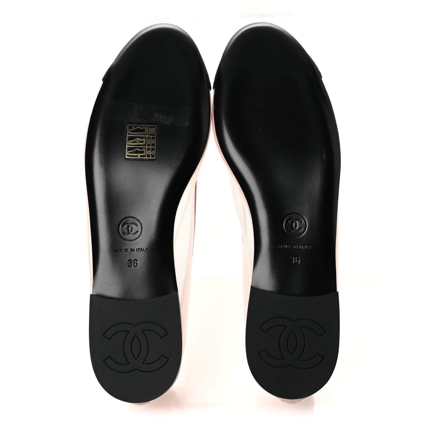 Mesh Grosgrain CC Ballerina Flats 36 Pink Black