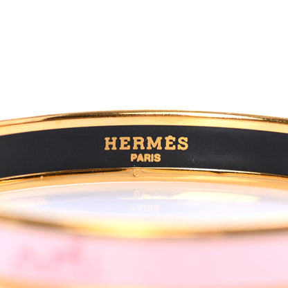 Hermes Enamel Printed Caleche Narrow Bracelet 70 Rose Dragee 5 of 5