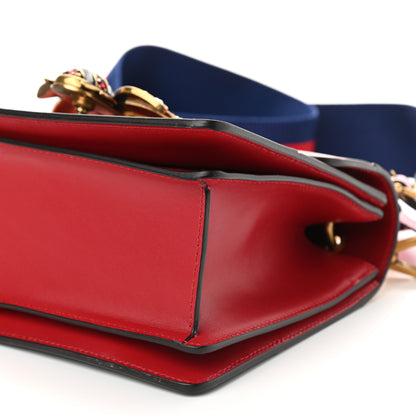 Gucci Calfskin Sylvie Web Small Queen Margaret Top Handle Bag Blue Agata Hibiscus Red Mystic White Sugar Pink 9 of 10