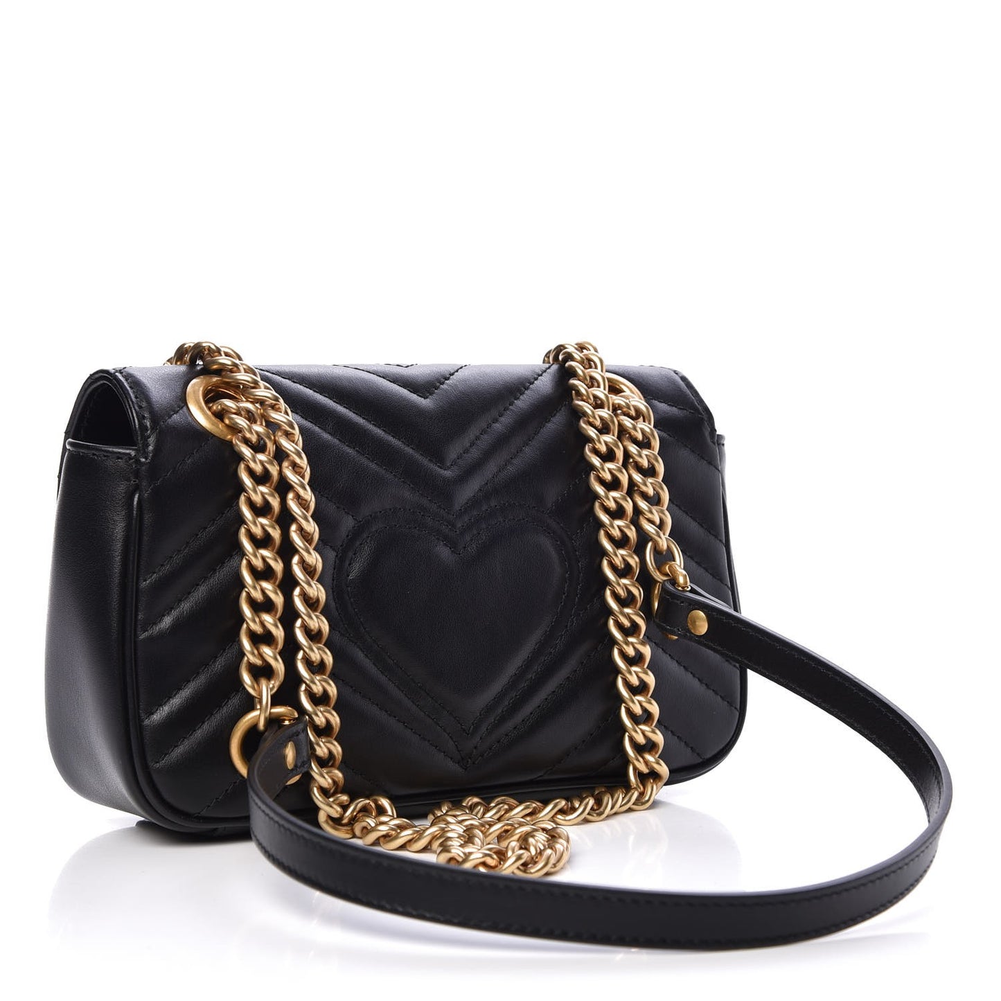 Calfskin Matelasse Mini GG Marmont Shoulder Bag Black