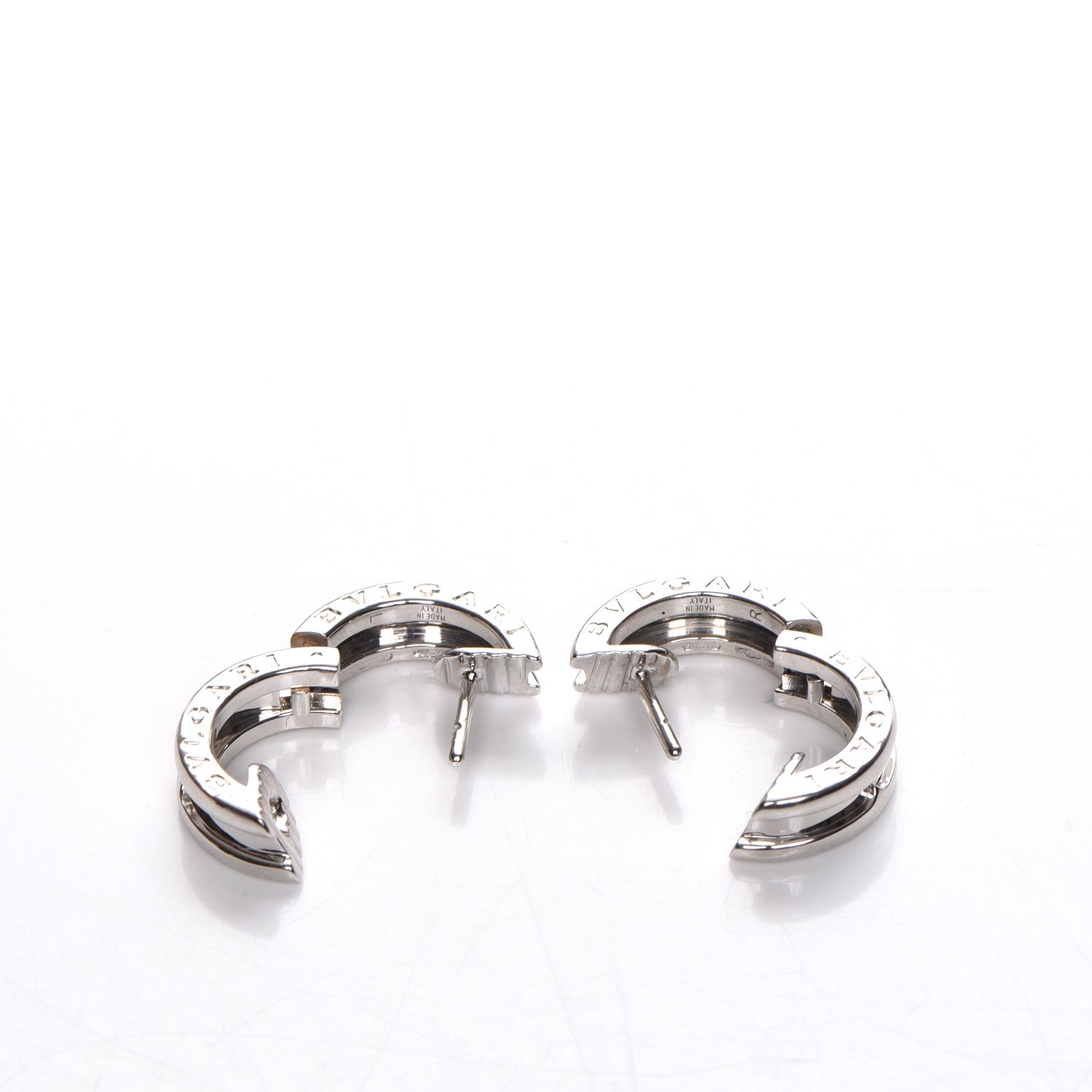 Bulgari 18K White Gold Small B.Zero1 Hoop Earrings 2 of 4