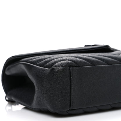 Saint Laurent Sheepskin Matelasse Chevron Monogram Monochrome Medium College Bag Black 9 of 11