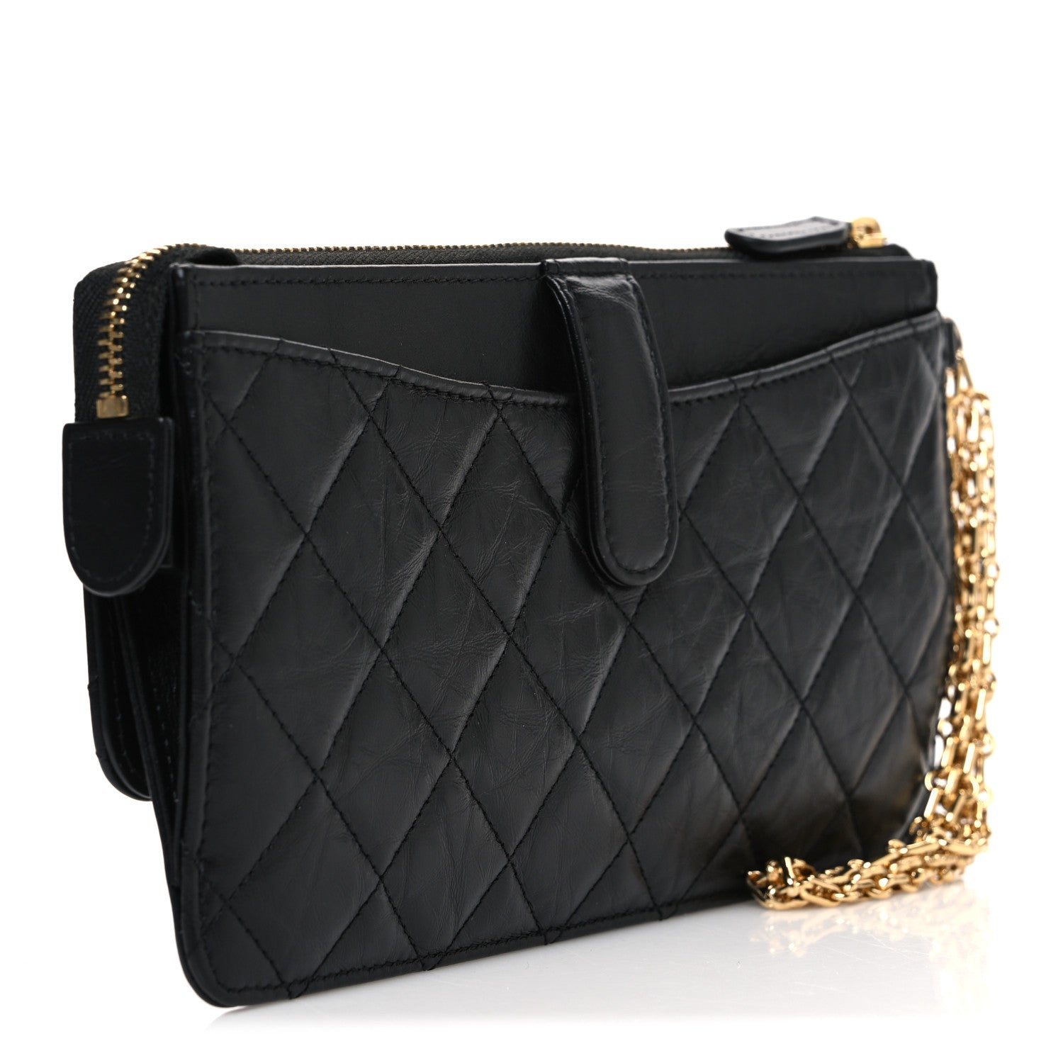 Chanel Aged Calfskin Quilted 2.55 Reissue Pouch With Chain Handle Black 3 of 8