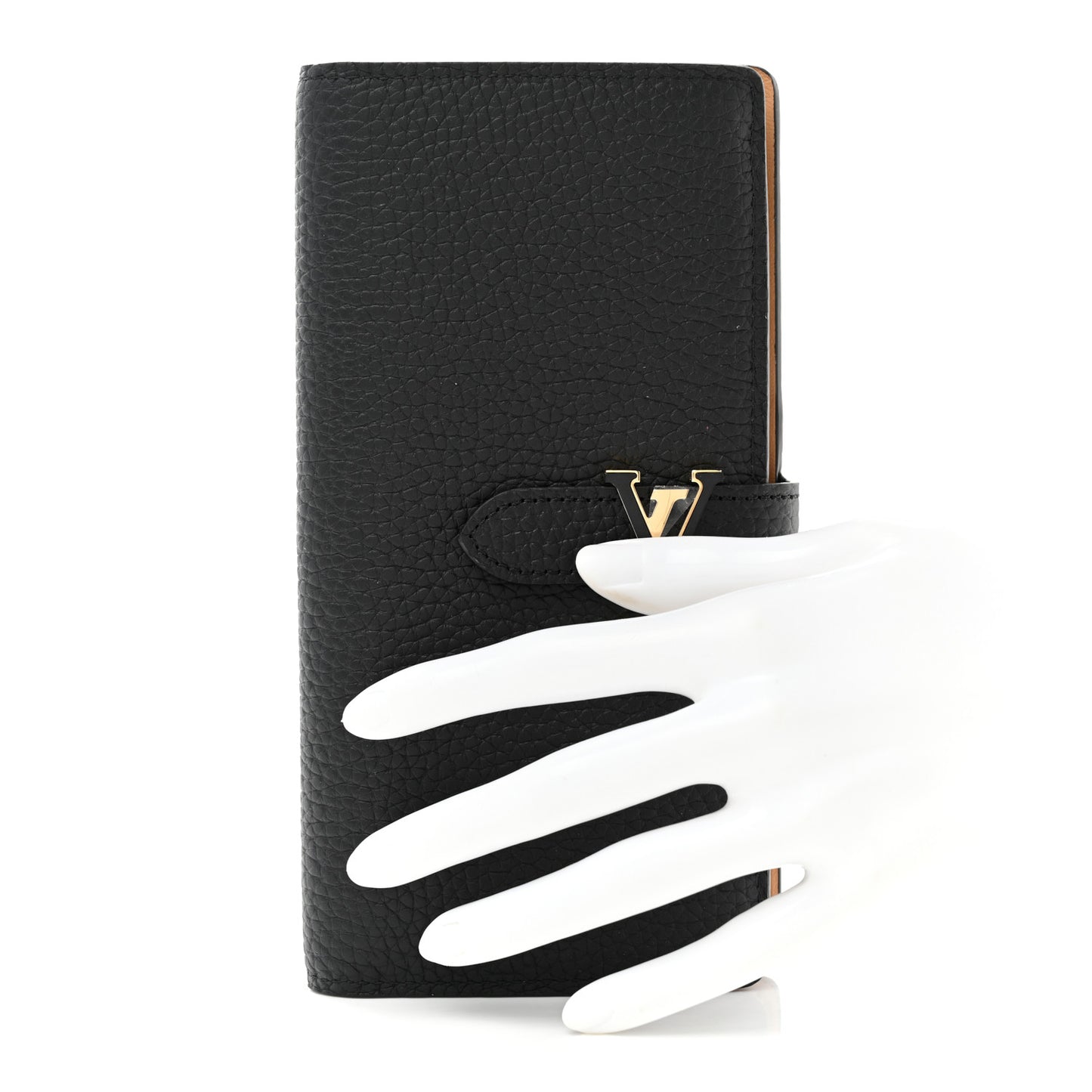 Taurillon LV Vertical Capucines Wallet Black Arizona