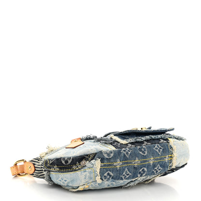 Louis Vuitton LOUIS VUITTON Monogram Denim Patchwork Pouchy Blue 4 of 9