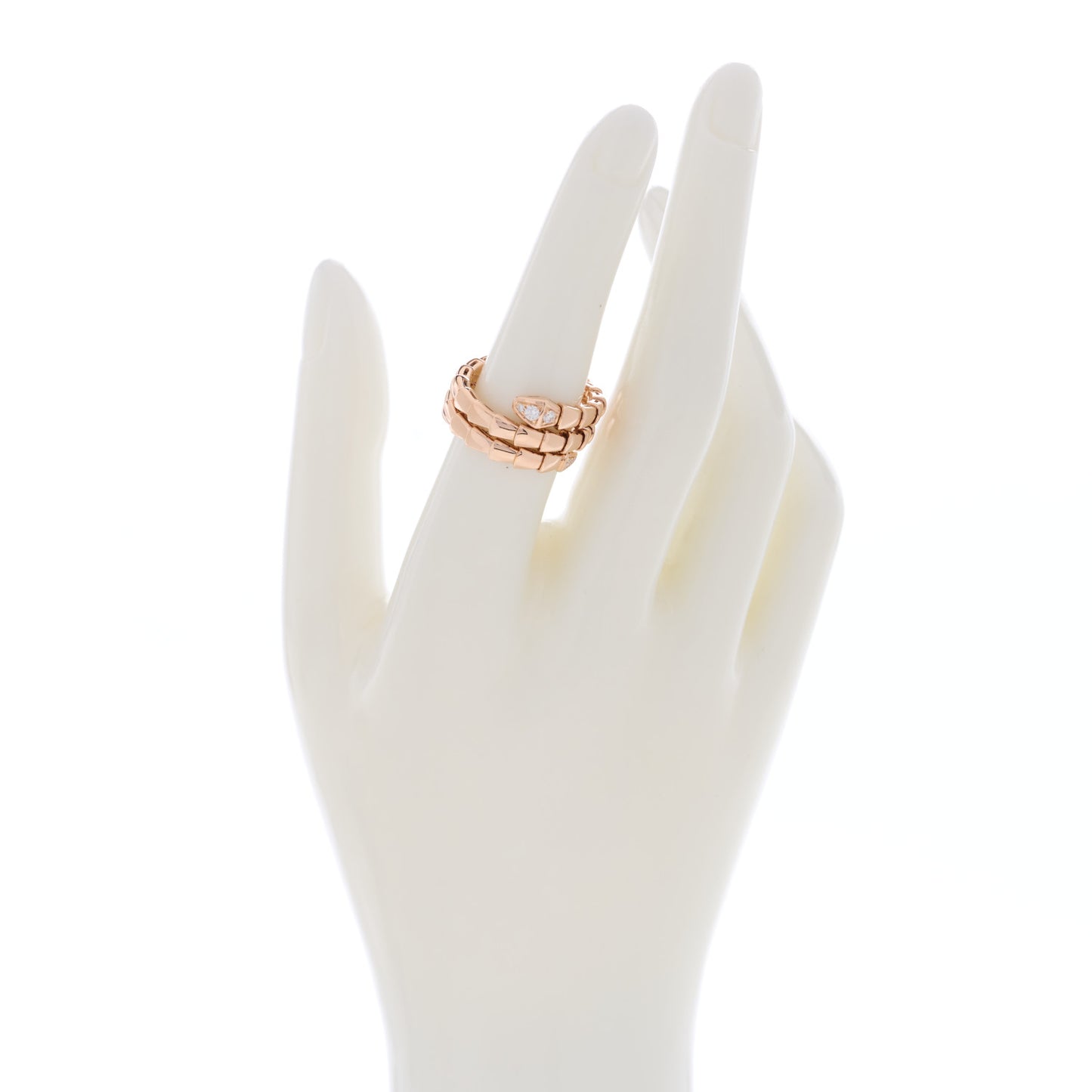 18K Rose Gold Diamond Serpenti Viper Wrap Ring L