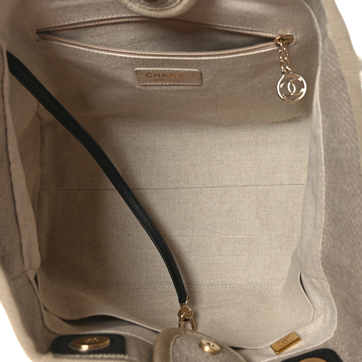 Mixed Fibers Small Deauville Tote Beige Black