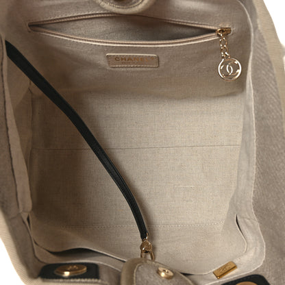 Chanel Mixed Fibers Small Deauville Tote Beige Black 6 of 10