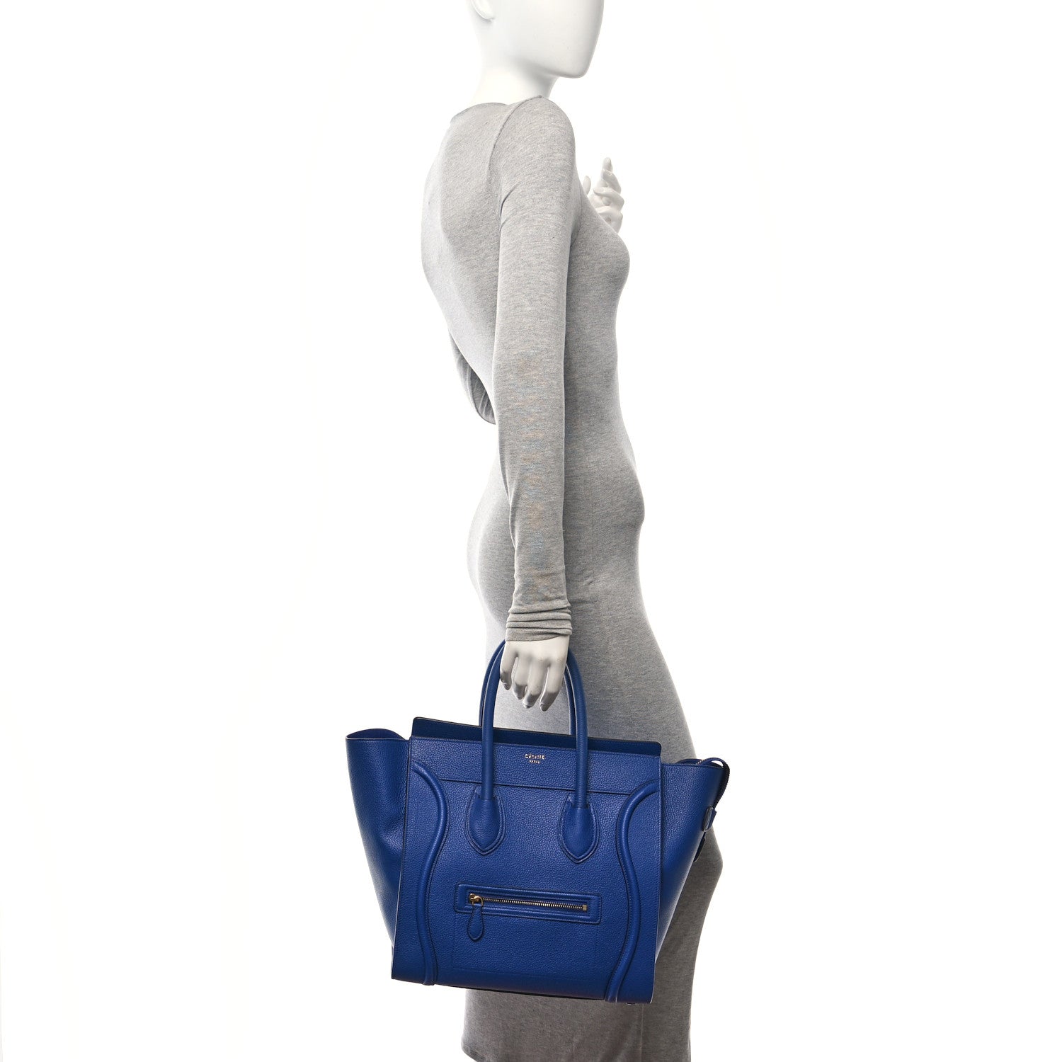 Celine Drummed Calfskin Mini Luggage Indigo 2 of 9