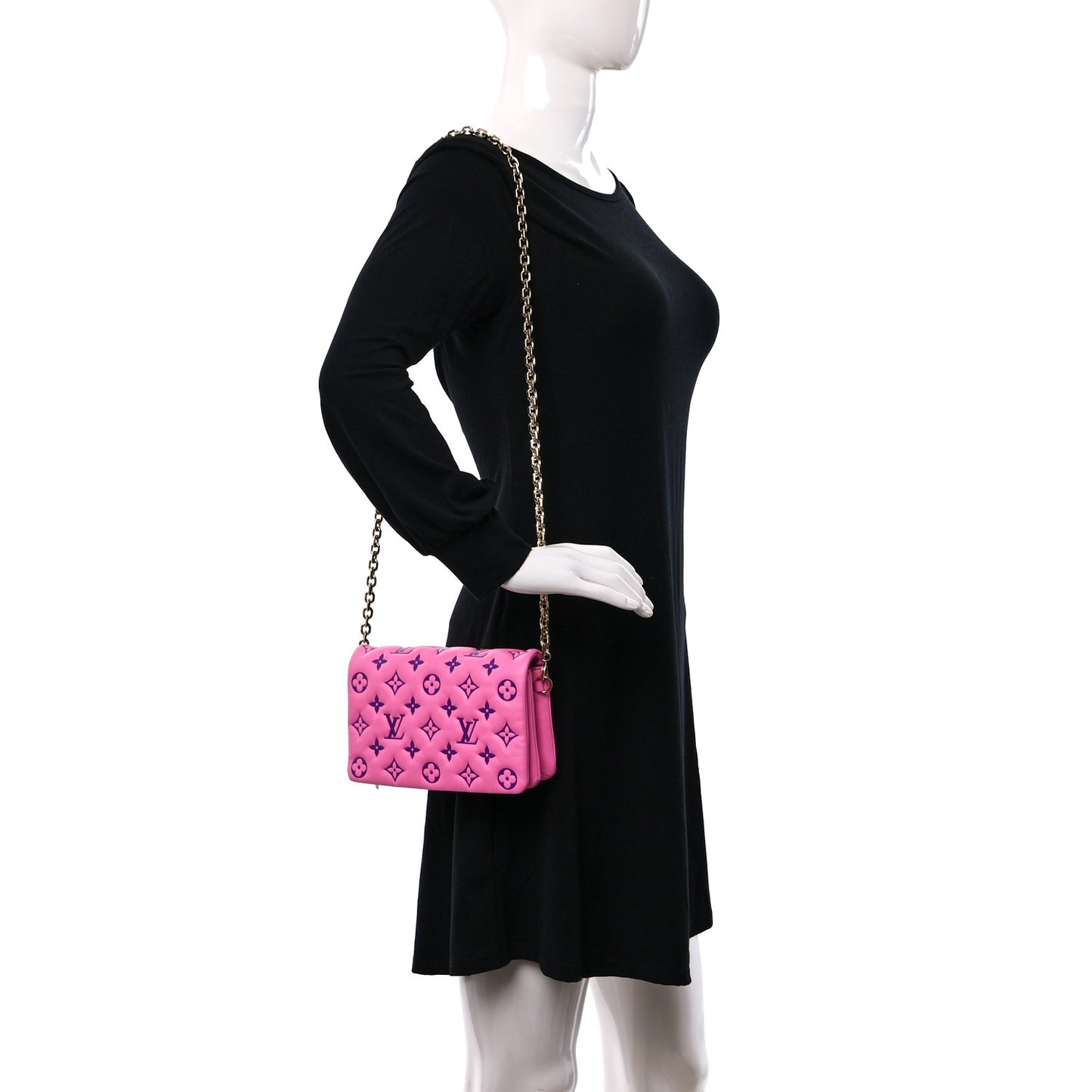 Lambskin Embossed Monogram Vuittamins Pochette Coussin Rose Violet