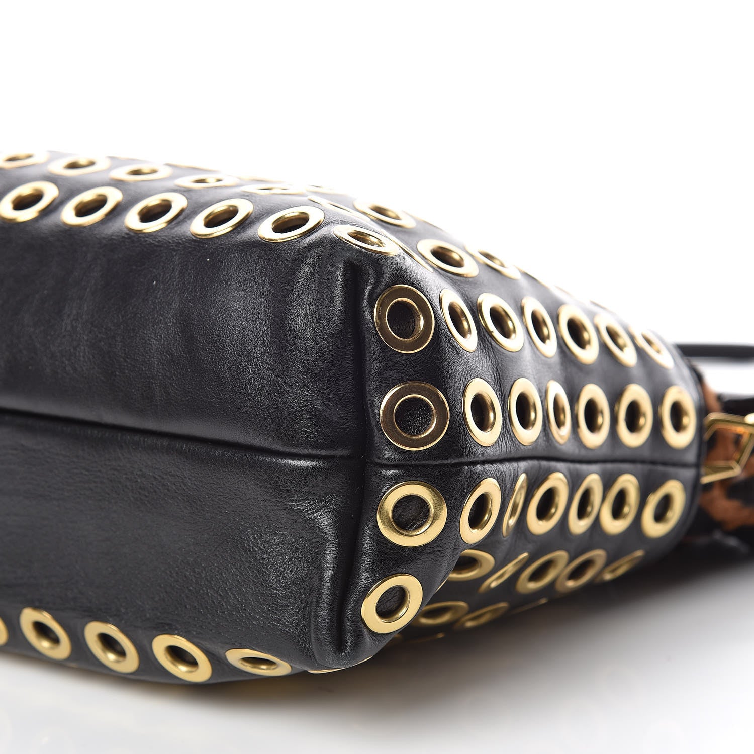 Burberry Calfskin Calf Hair Leopard Print Grommet Little Crush Black 9 of 9