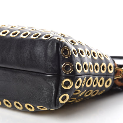 Burberry Calfskin Calf Hair Leopard Print Grommet Little Crush Black 9 of 9