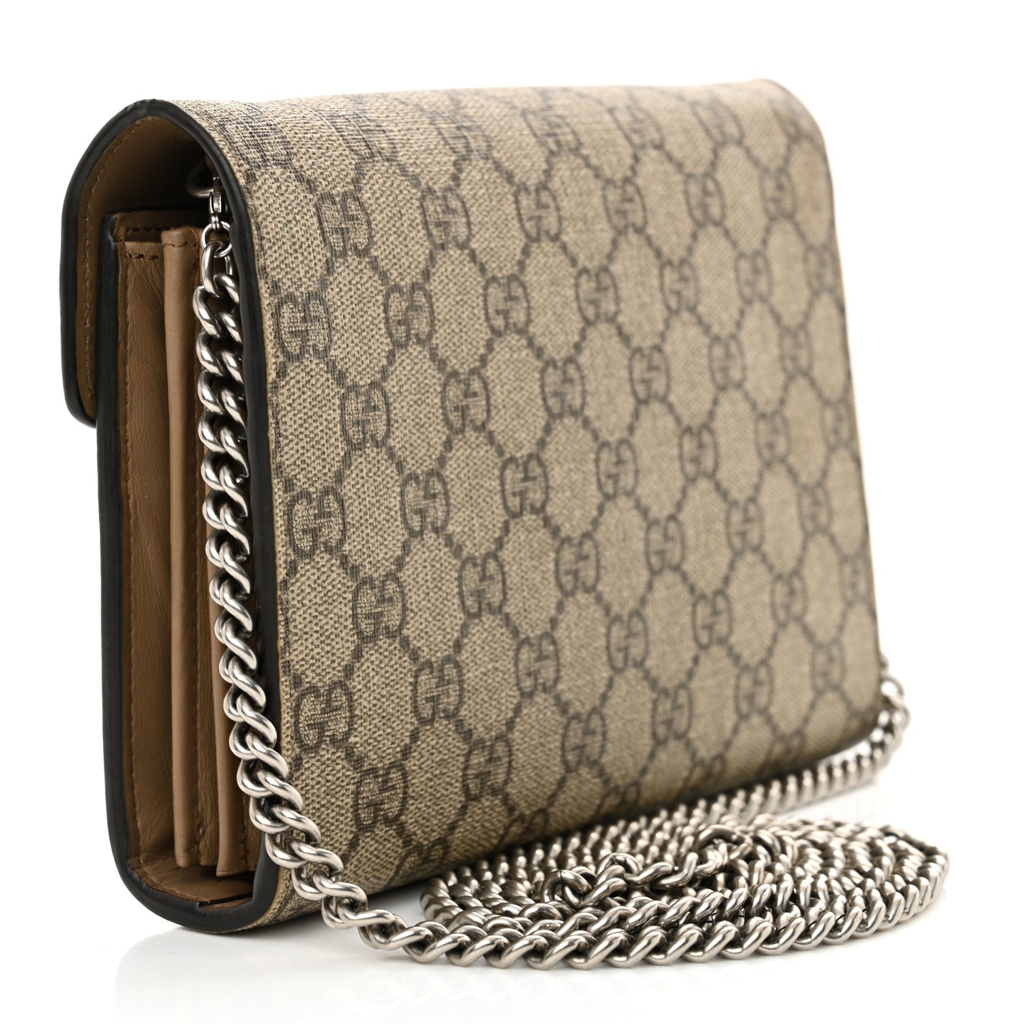 GG Supreme Monogram Mini Dionysus Chain Wallet Beige Taupe