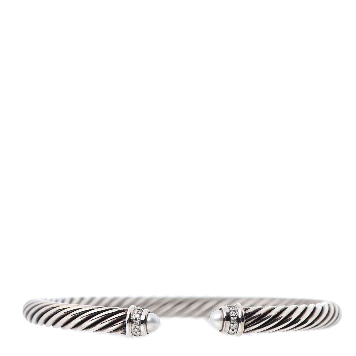 Sterling Silver Diamond Pearl 5mm Cable Classics Bracelet