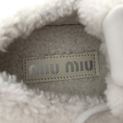 Miu Miu Montone Shearling Low Top Platform Sneakers 35 Bianco 7 of 9