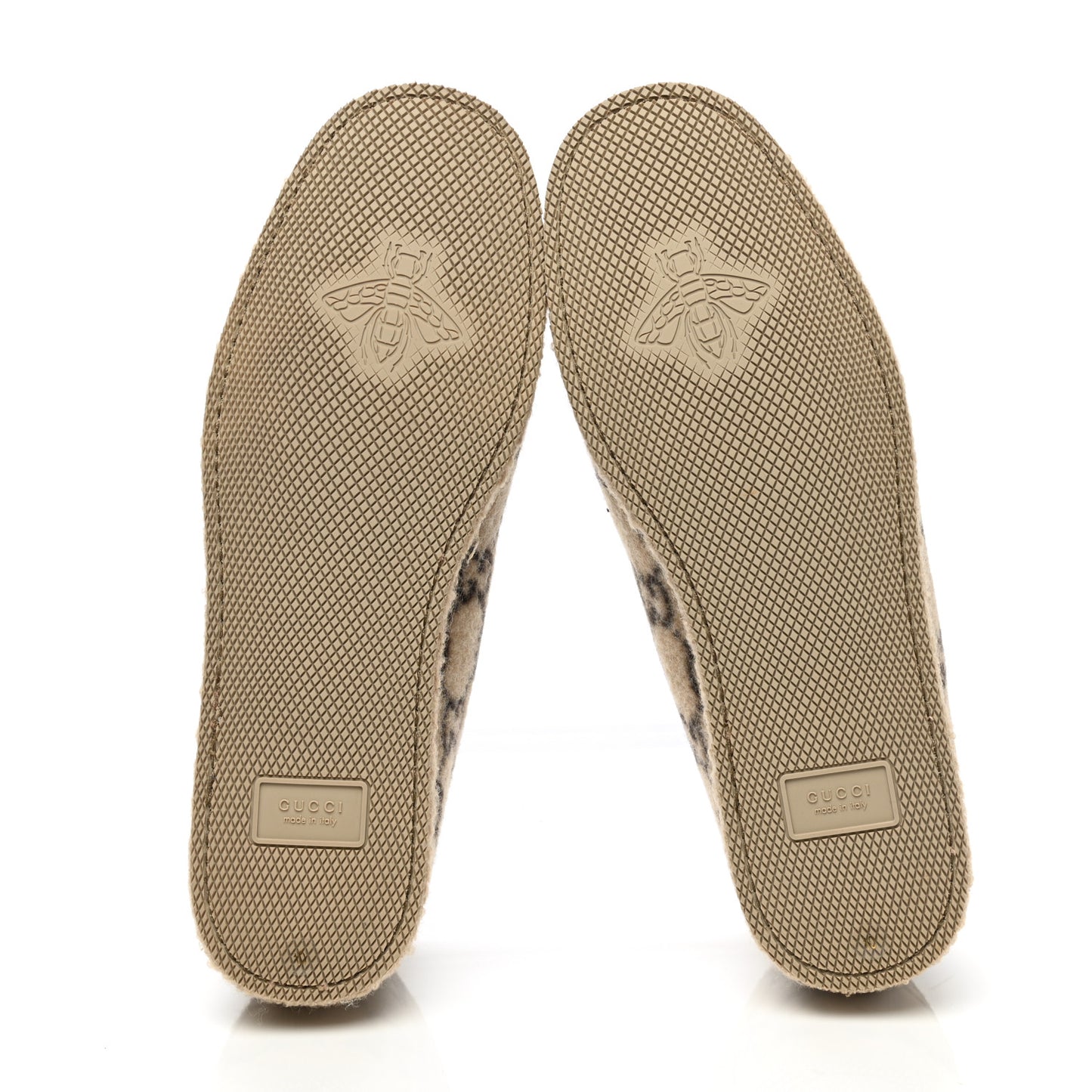 Covered Wool GG Monogram Mens Fria Horsebit Loafers 10 Beige Ebony Black Butterscotch