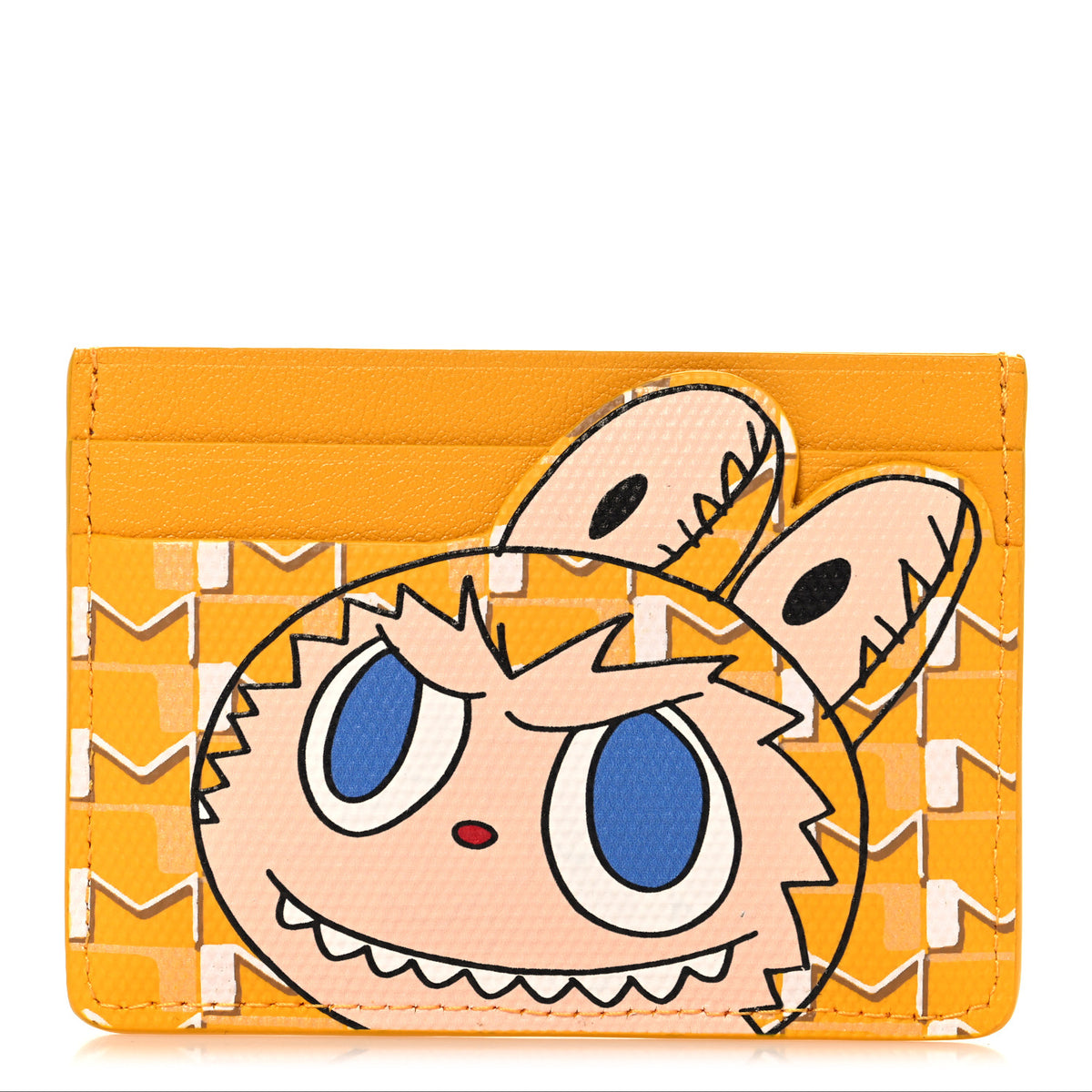 X KASING LUNG Calfskin Canvas Labubu Cardholder Yellow