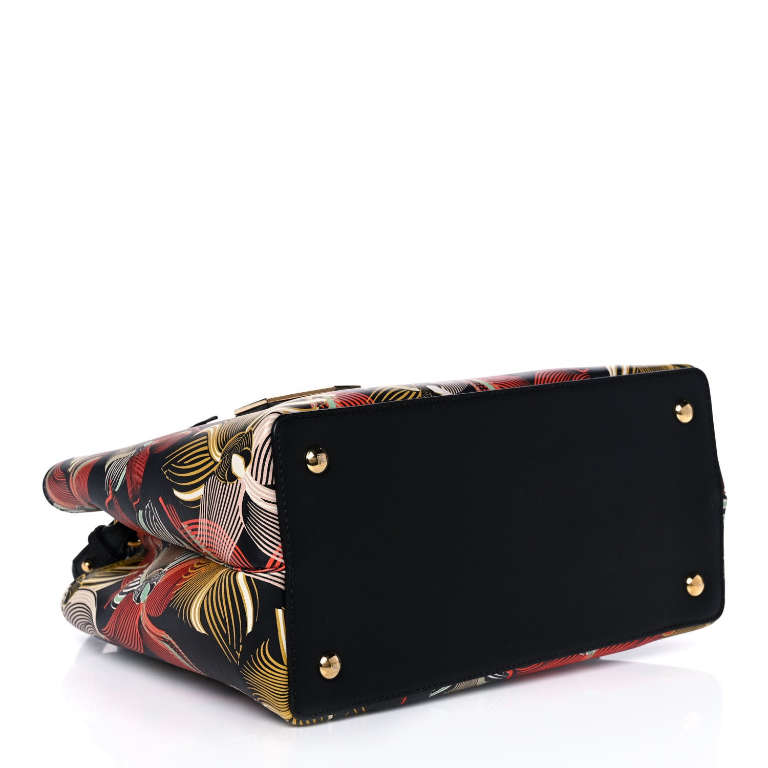 Fendi Calfskin Orchid Petite 2Jours Tote Black Multicolor 4 of 11