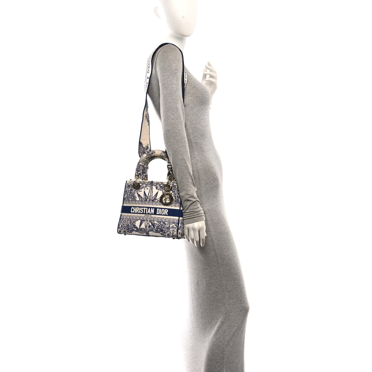 Christian Dior Canvas Reverse Embroidered Rêve d'Infini Medium Lady D-Lite Blue Multicolor 2 of 11