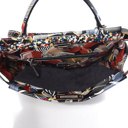 Fendi Calfskin Orchid Large Peekaboo Iconic Satchel Black Multicolor 6 of 8