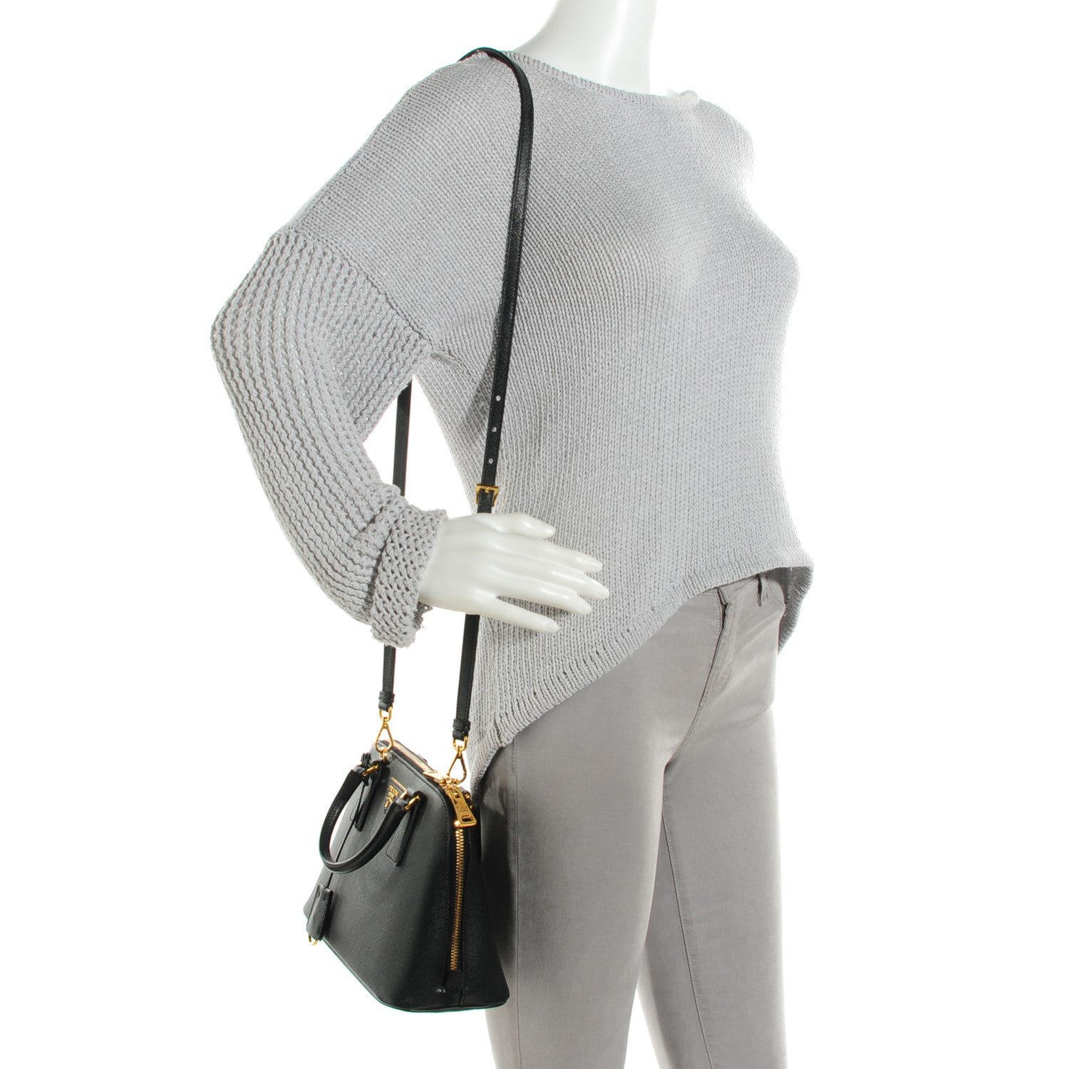 Prada Saffiano Vernice Mini Promenade Tote Black 4 of 10