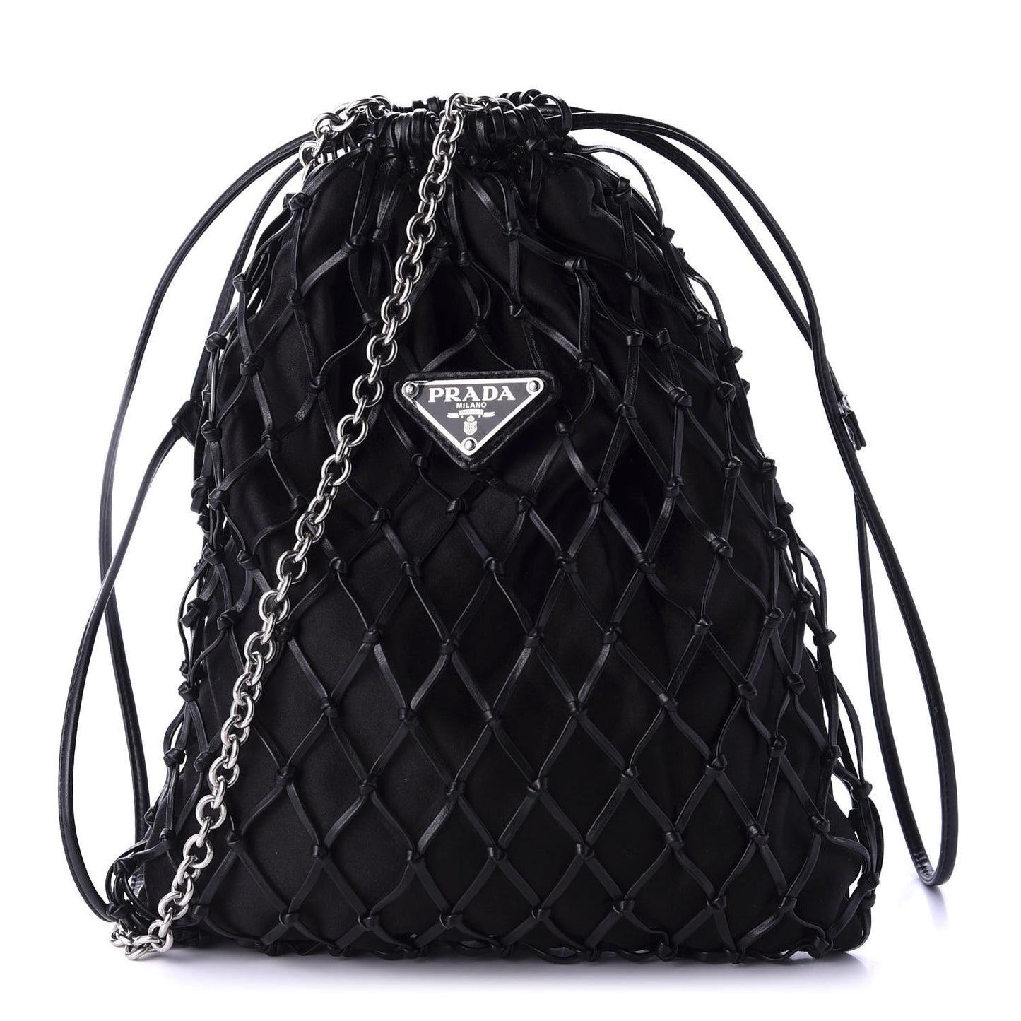 Satin Net Chain Bag Black