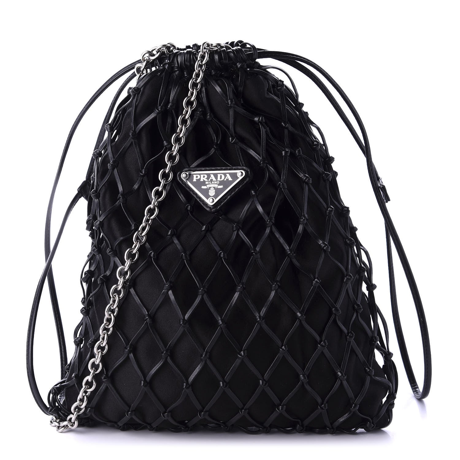 Prada Satin Net Chain Bag Black 1 of 9