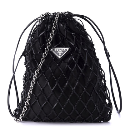 Prada Satin Net Chain Bag Black 1 of 9