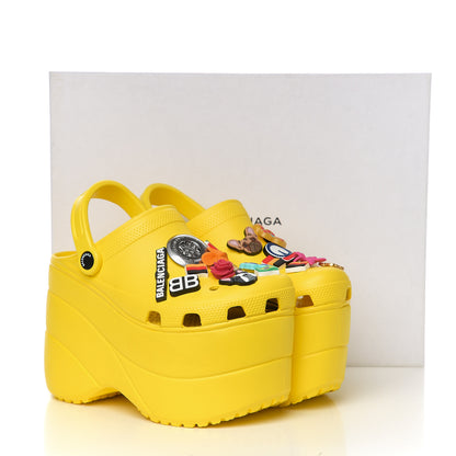 Balenciaga X CROCS Rubber Textured Womens Platform Sandals 37 Jaune Soleil 8 of 8