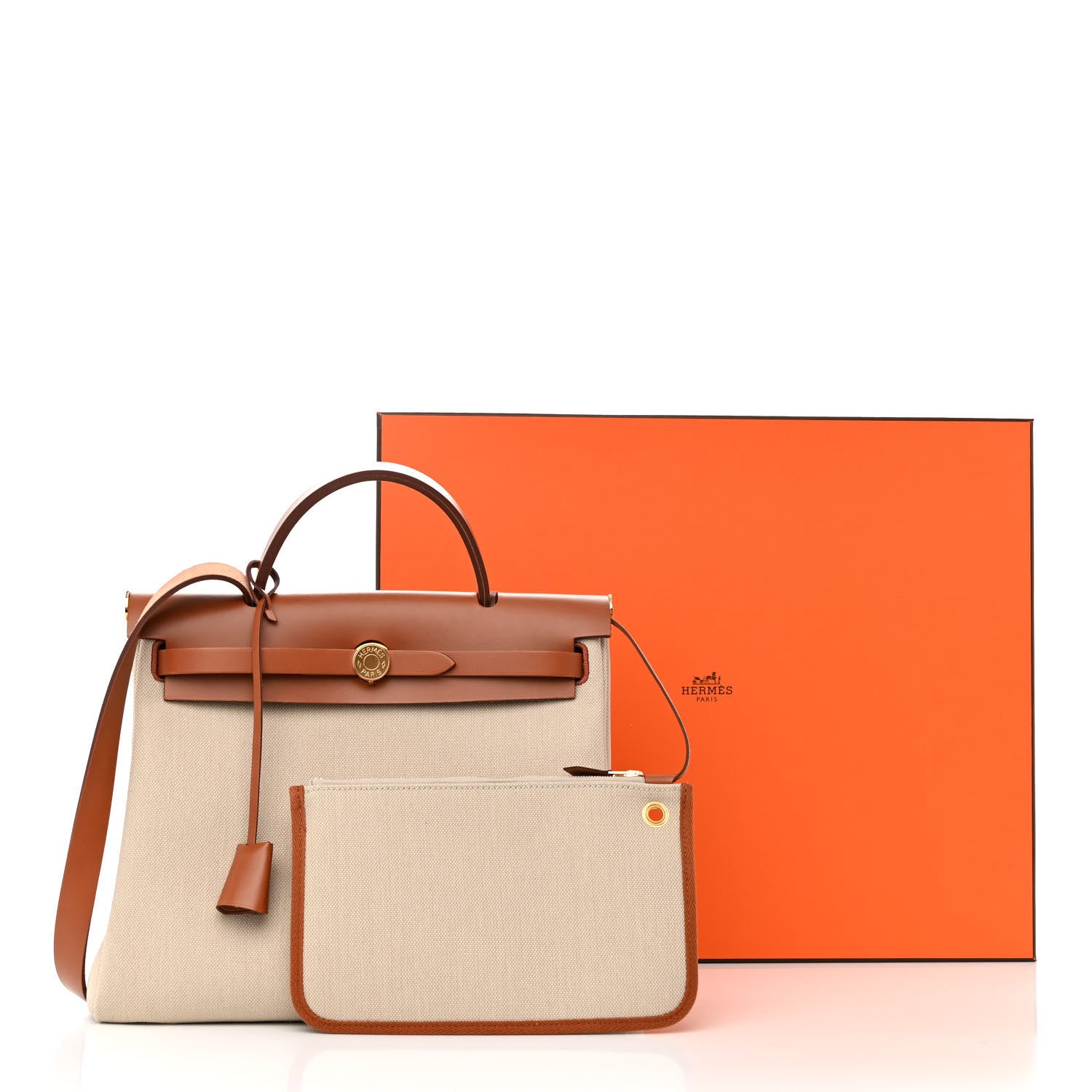 Hermes Military Toile Vache Hunter Herbag Zip Retourne 31 PM Beton Naturel 14 of 14