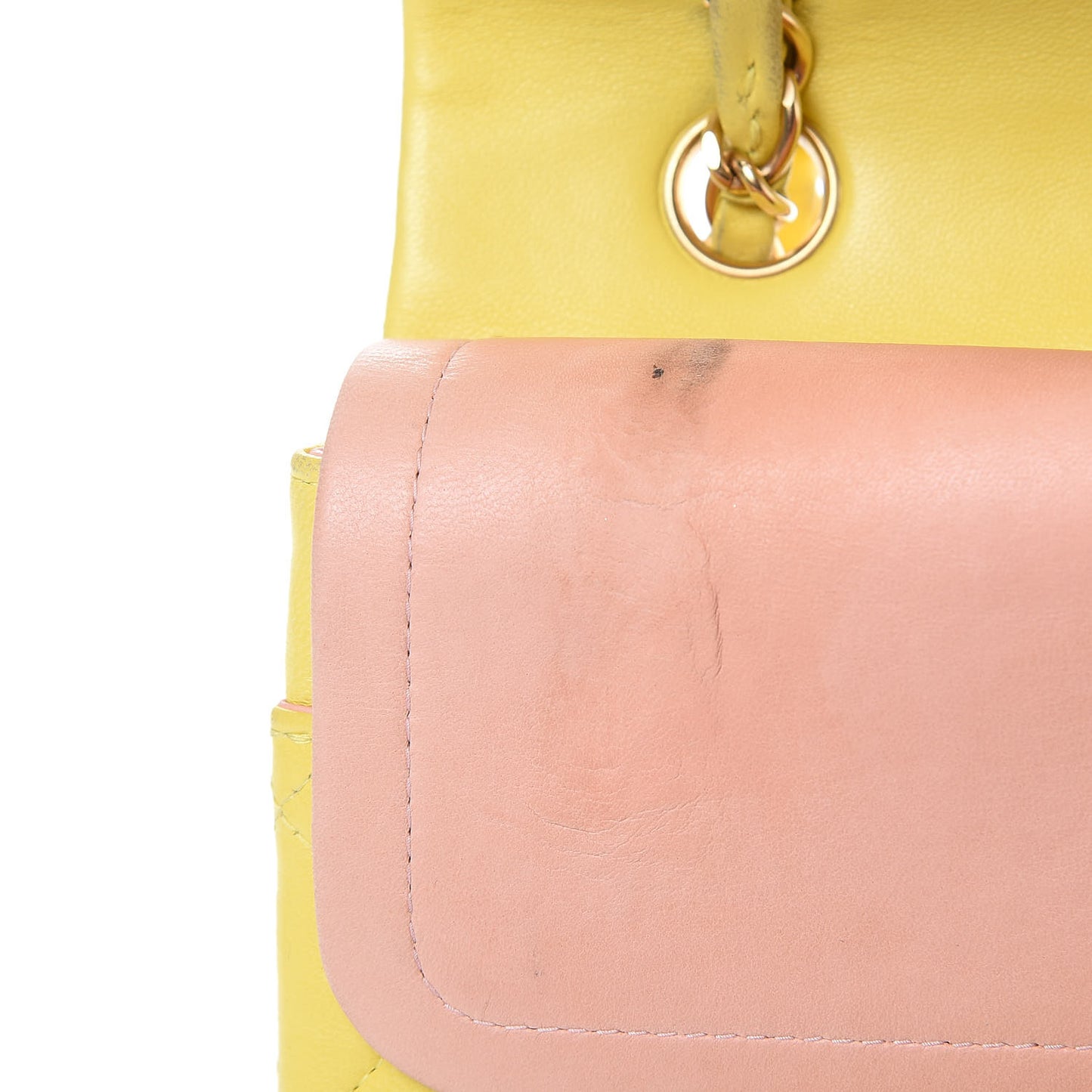 Lambskin Quilted Medium Double Flap Yellow