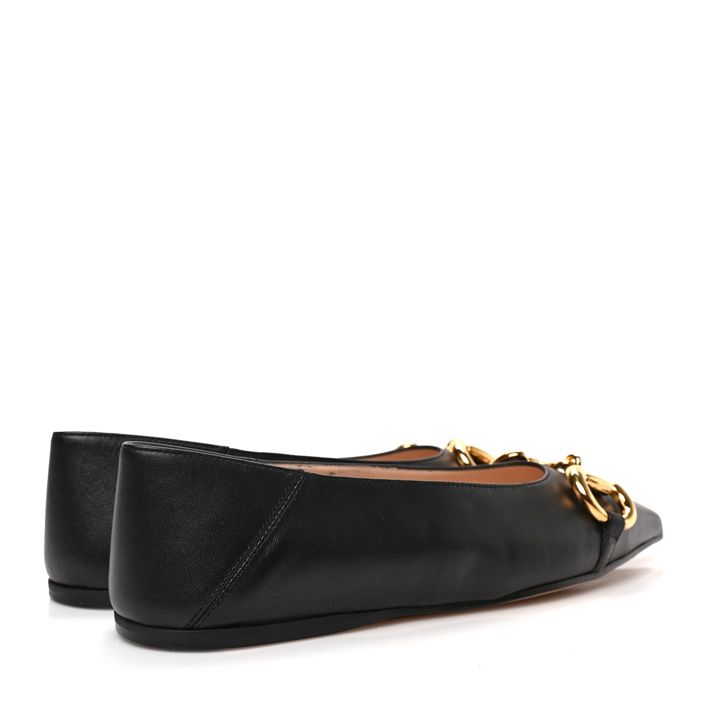 Nappa Lumiere Deva Horsebit Chain Embellished Flats 35 Black