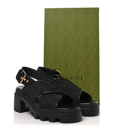 Gucci Monogram Granada Kid Trip 40/72mm Lug Sole Sandals 38 Black 8 of 8