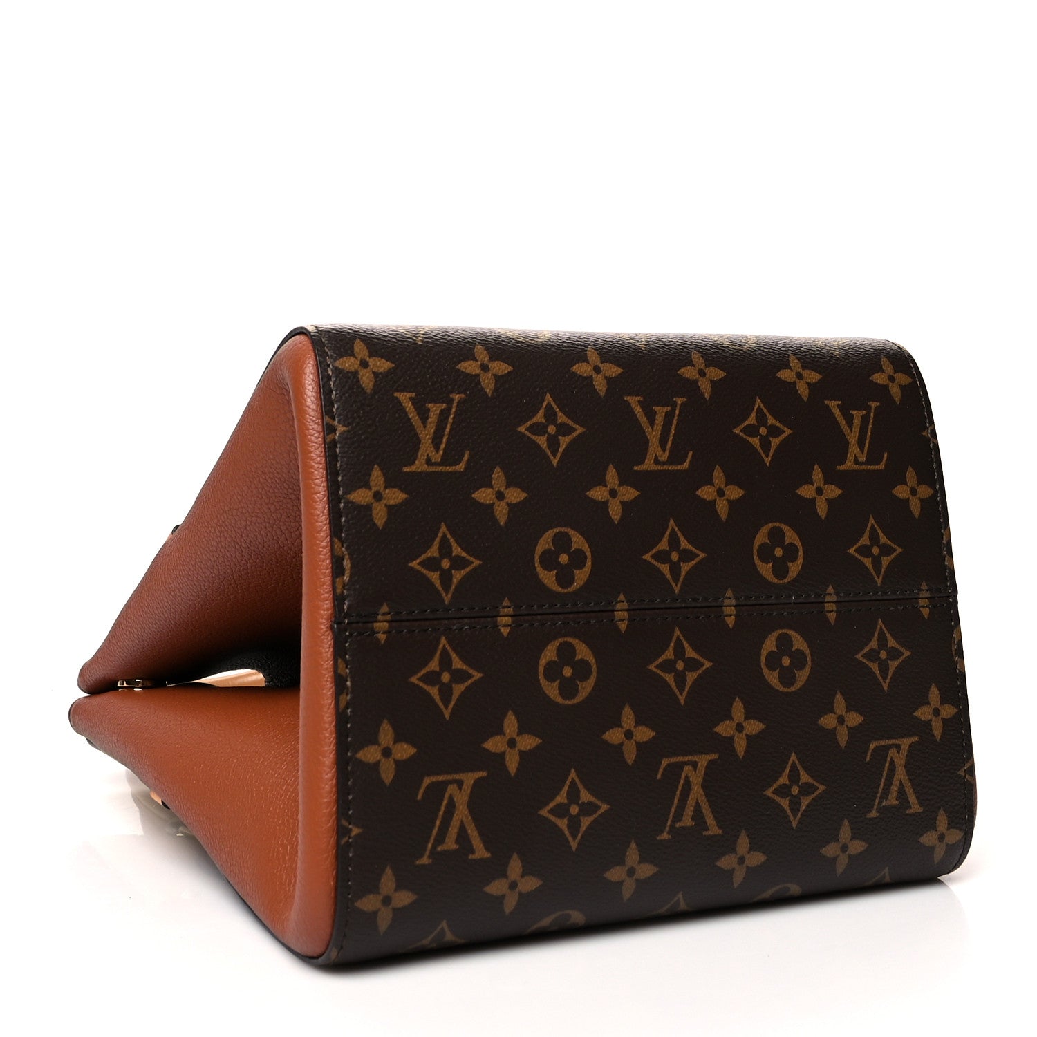 Louis Vuitton Calfskin Monogram Fold Tote MM Camel Sunbeam Cream 4 of 11