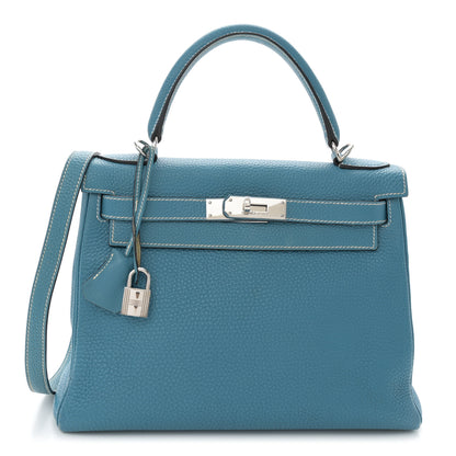 Hermes Togo Kelly Retourne 28 Blue Jean 1 of 14
