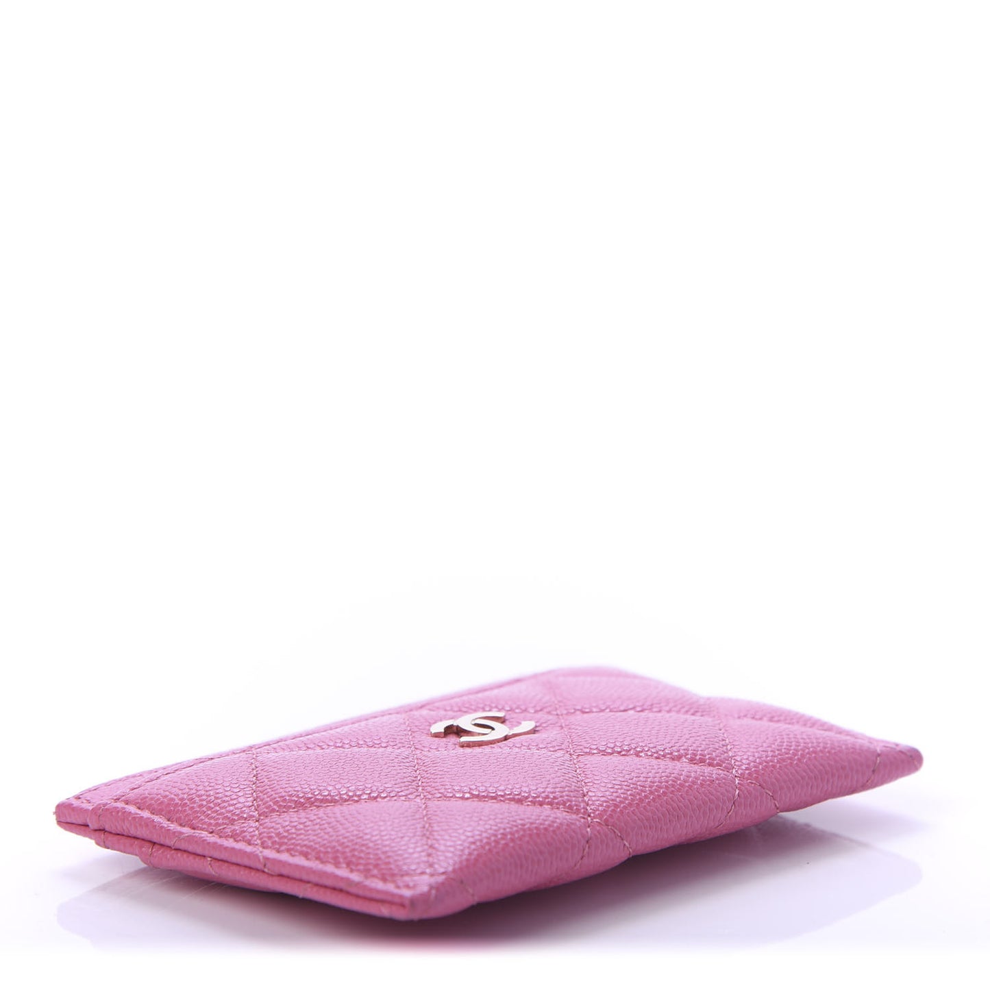 Shiny Caviar Quilted Card Holder Pink
