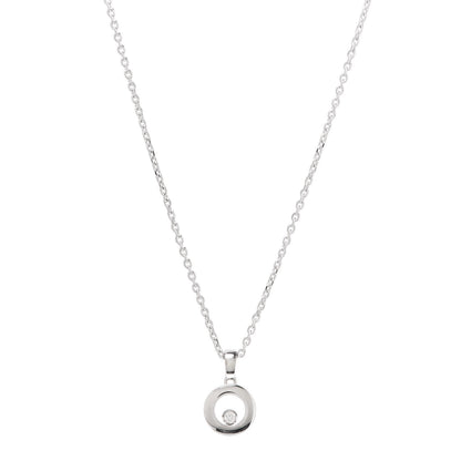 Chopard 18K White Gold Happy Diamonds 1 Floating Diamonds Round Pendant Necklace 1 of 5